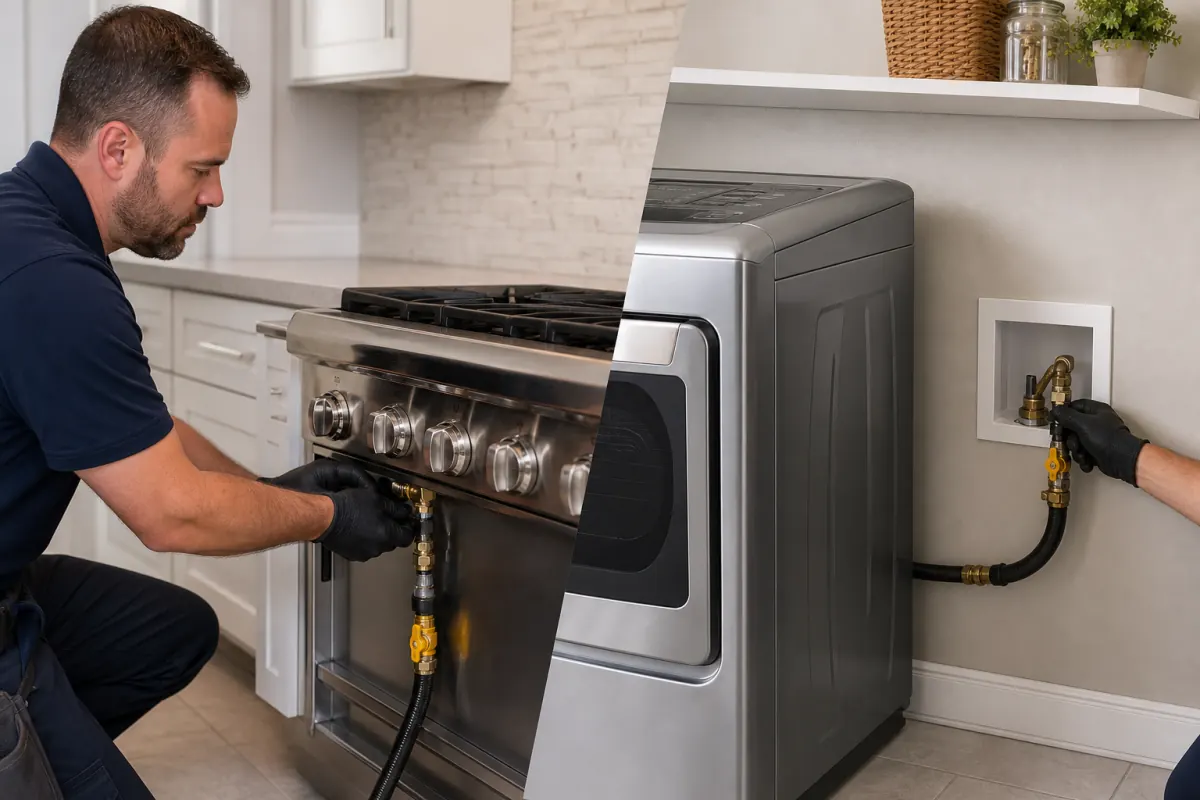 Gas line installation for stove and dryer connections in Chicago home