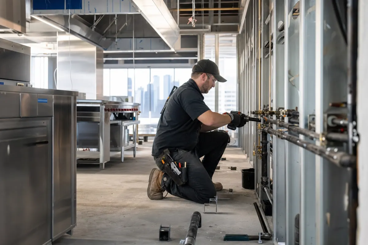 Restaurant gas line installation for commercial kitchen equipment in Chicago